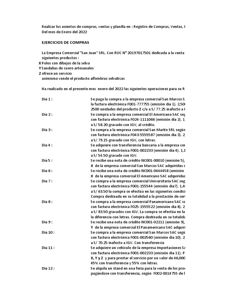 Asientos Contables de Compras y Ventas Enero 2022 | PDF | Business ...