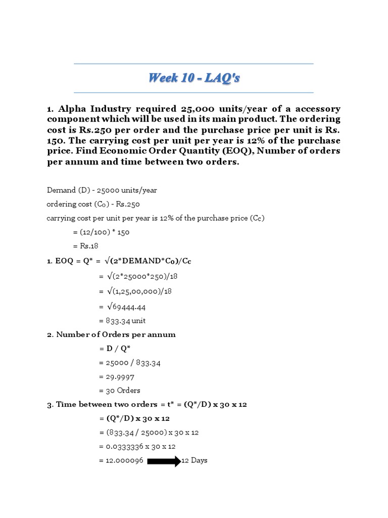 Inventory Management Strategies and EOQ | PDF | Inventory | Supply Chain