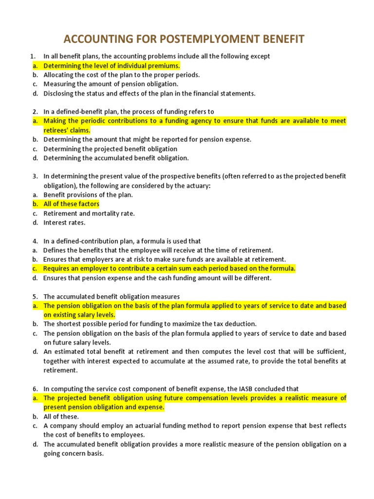 Accounting For Postemplyoment Benefit PDF Pension Defined Benefit