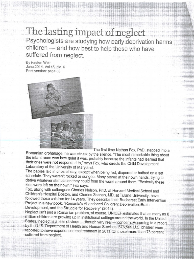 Hand Out The Lasting Impact Of Neglect Psychological Perspective Pdf