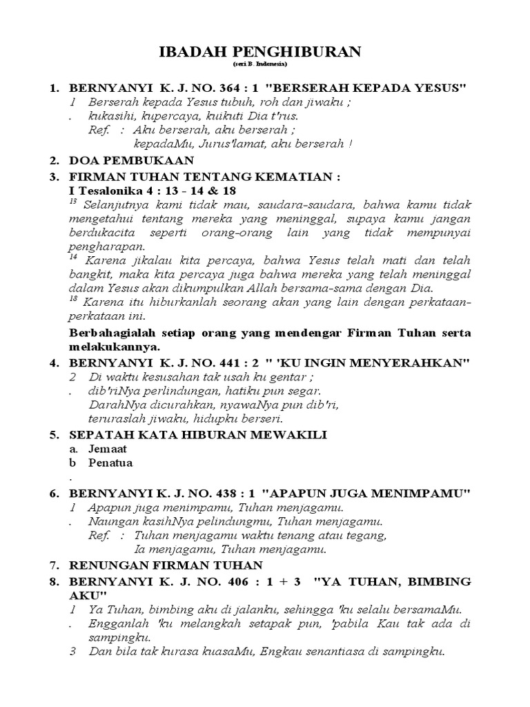 Ibadah Penghiburan 2 Bhs Indonesia Pdf