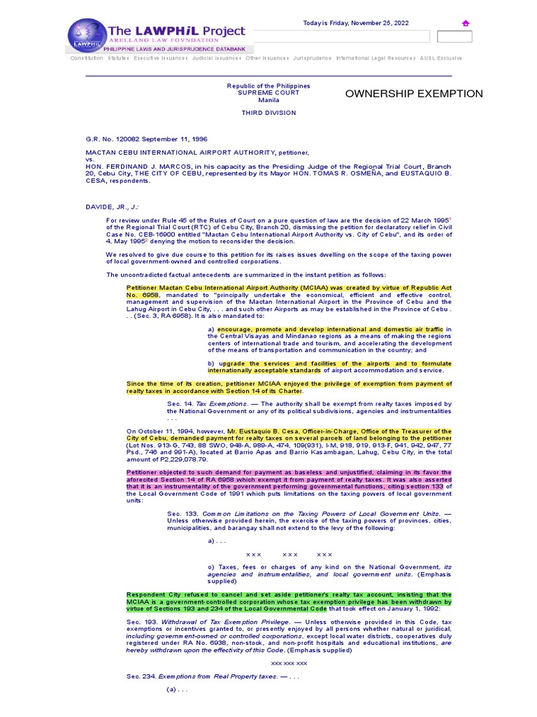 Mactan Cebu International Airport vs. Hon. Marcos GR No. 120082 PDF