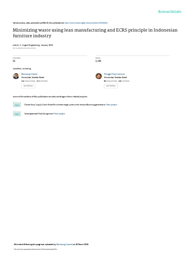Minimizing Waste Using Lean Manufacturing and ECRS Principle in