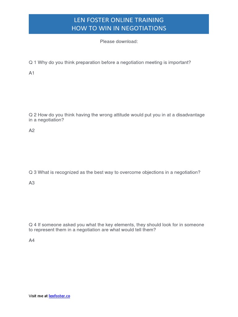 Negotiation Skills Pdf Pdf