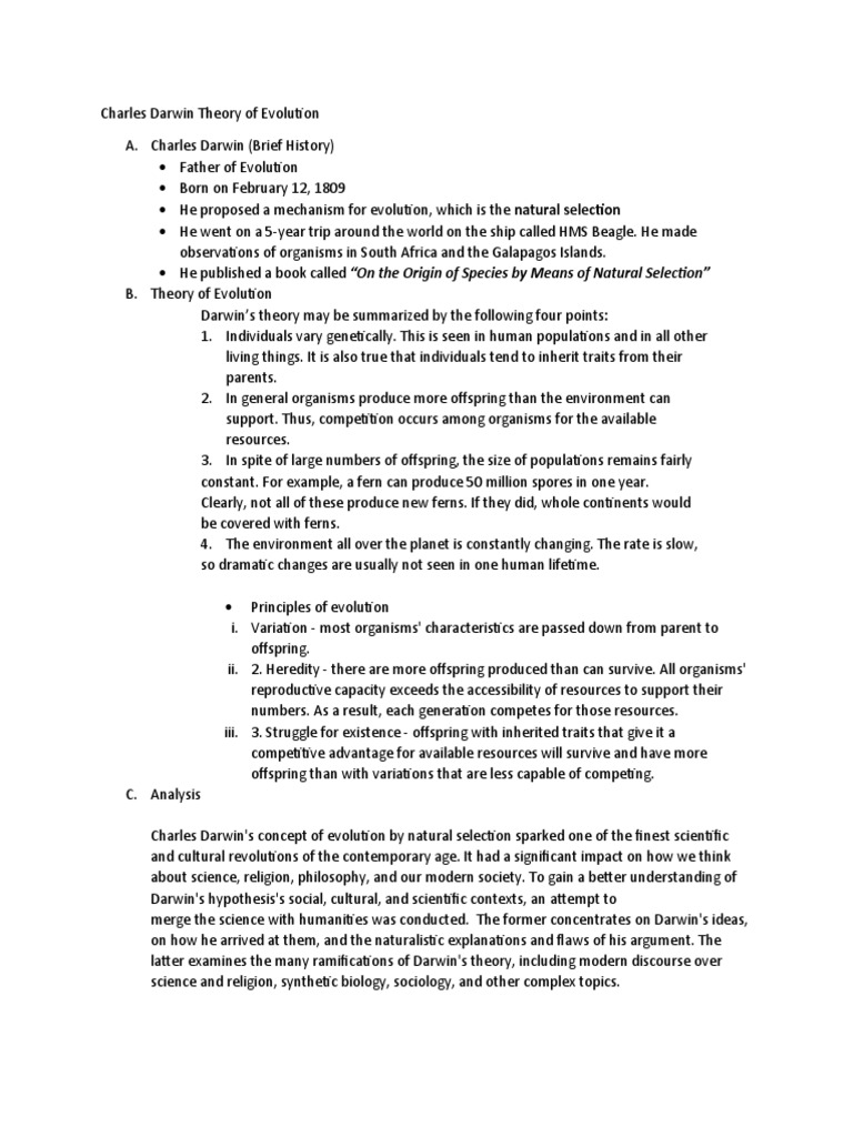 Darwin's Four Points of Natural Selection | PDF | Evolution | Creationism