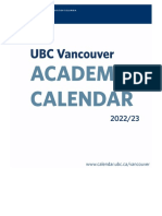 UBC Vancouver Calendar Fees