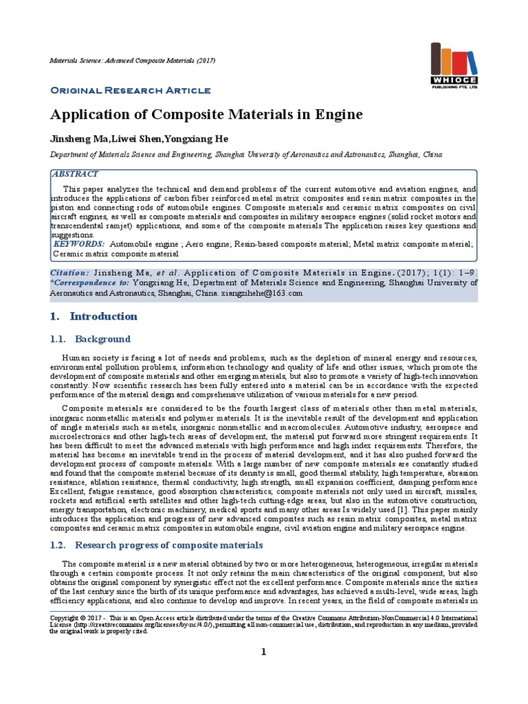 Application of Composite Materials in Engine | PDF | Technology ...