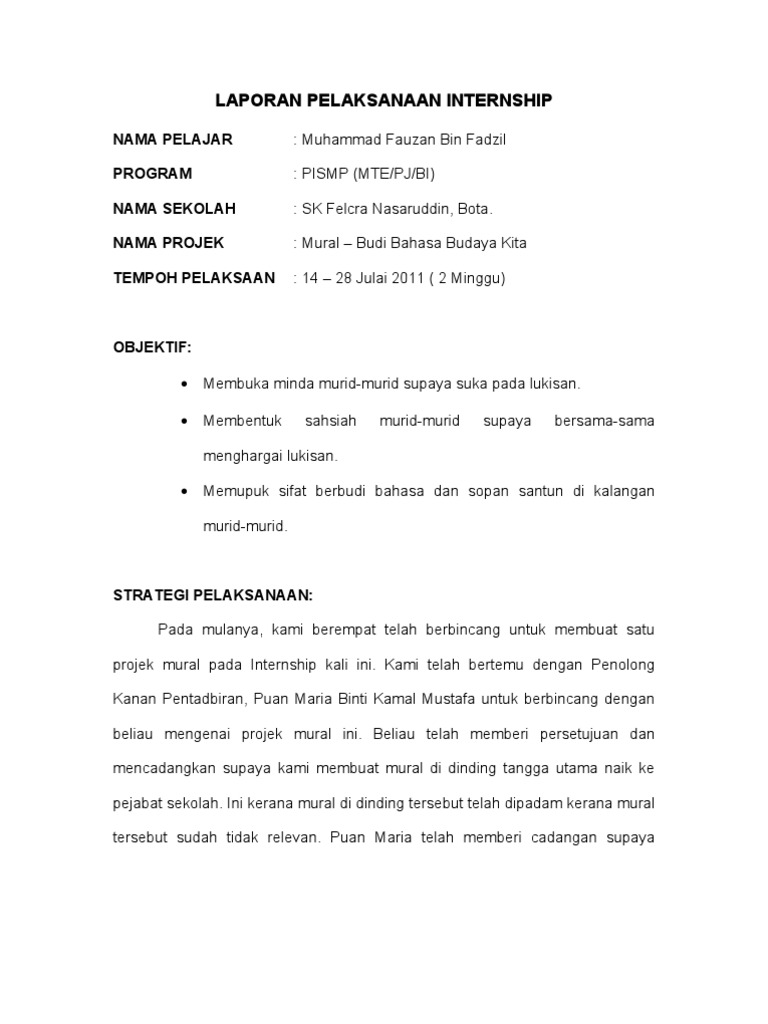 Laporan Pelaksanaan Internship Mural