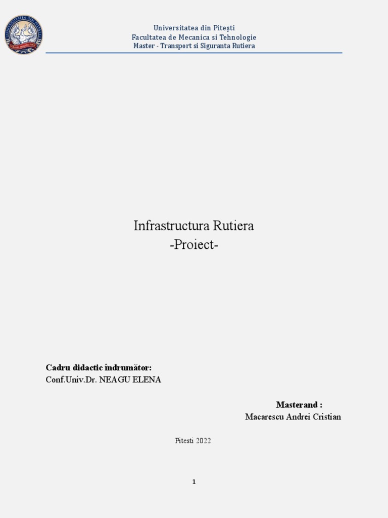 Infrastructura Rutiera - Proiect | PDF