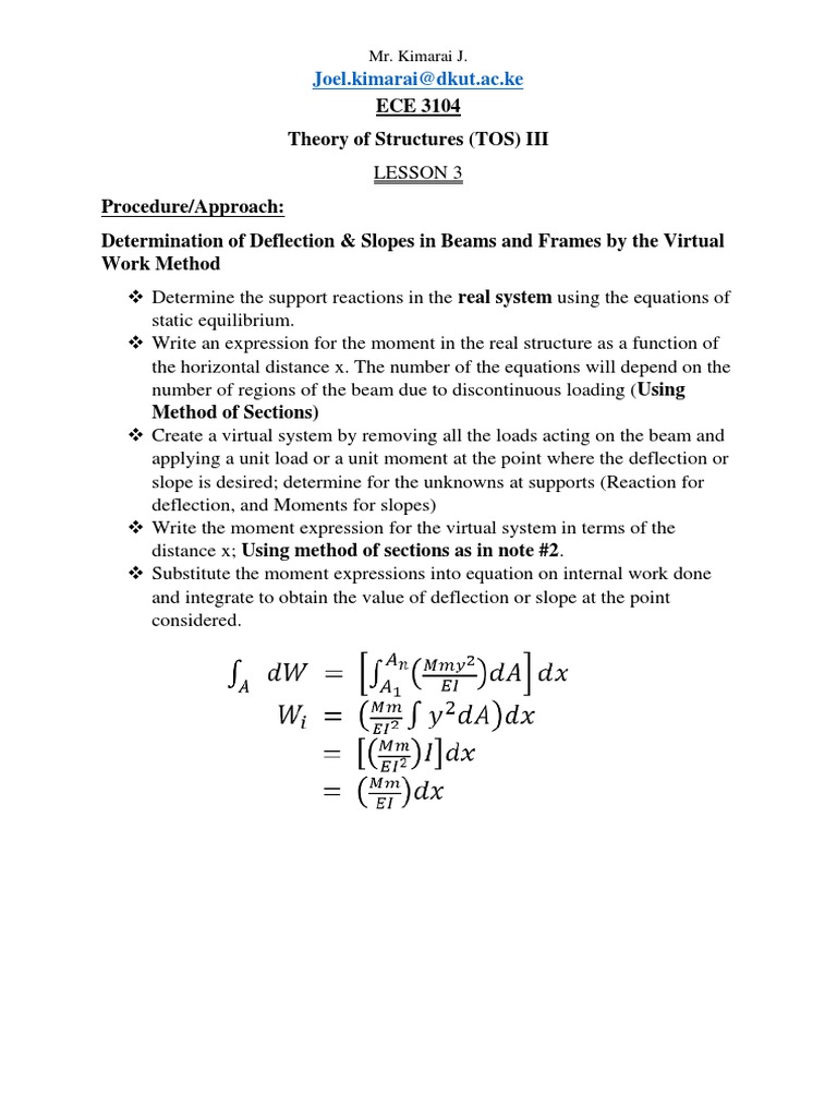 Virtual Work Method for Beam Deflection | PDF | Truss | Beam (Structure)