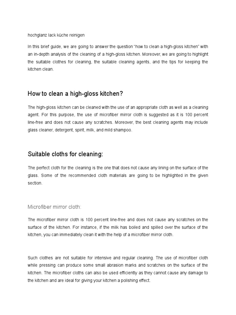 Hochglanz Lack Küche Reinigen | PDF | Materials | Industrial Processes