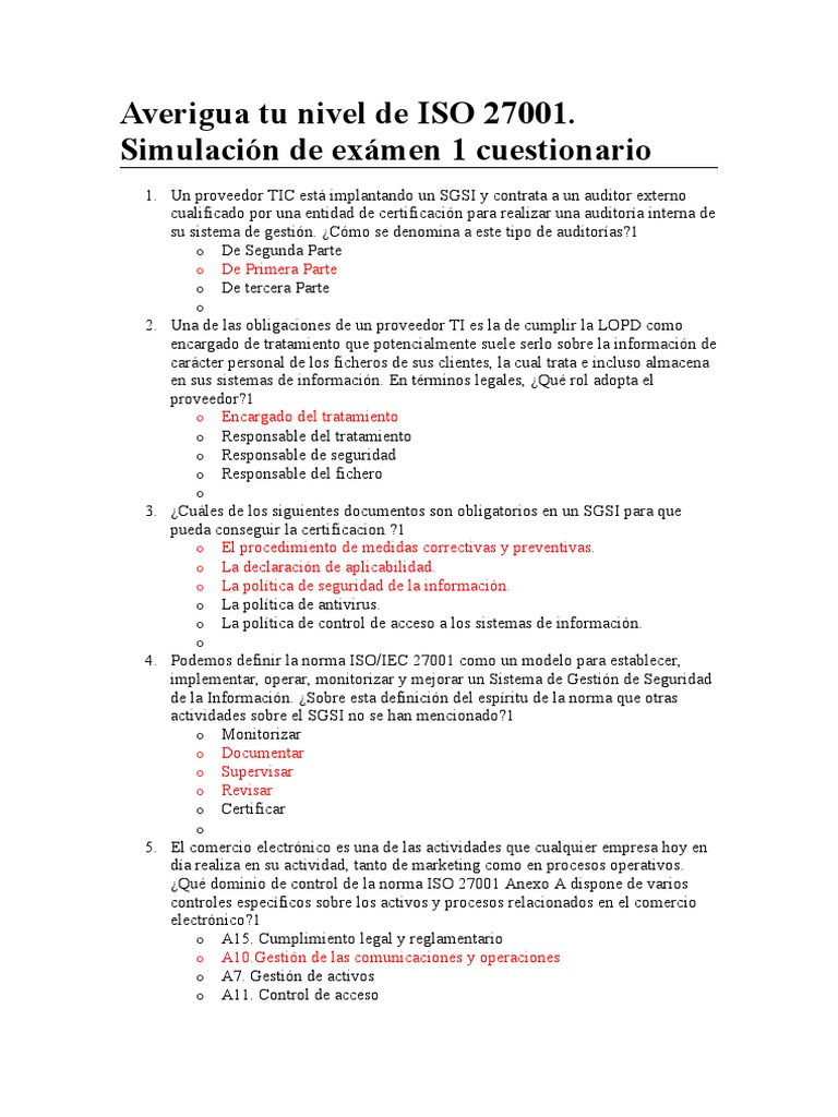 Averigua Tu Nivel de ISO 27001 | PDF | Riesgo | Auditoría