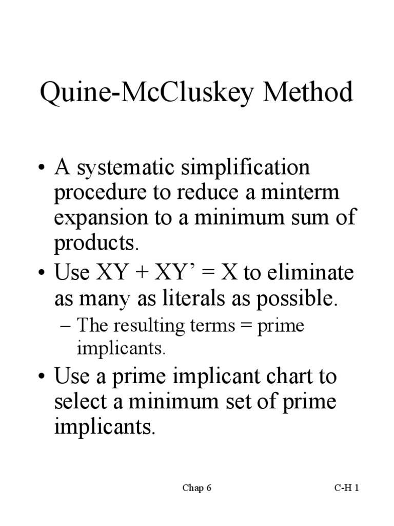 Quine-McCluskey Method Overview | PDF | Mathematics | Computer Programming