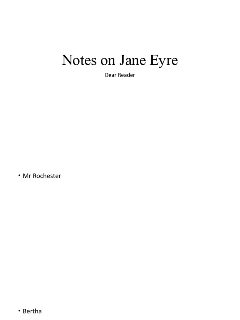 Notes On Jane Eyre PDF
