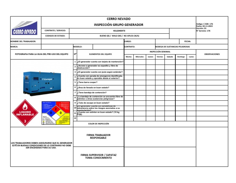 Checklist Grupo Generador | PDF