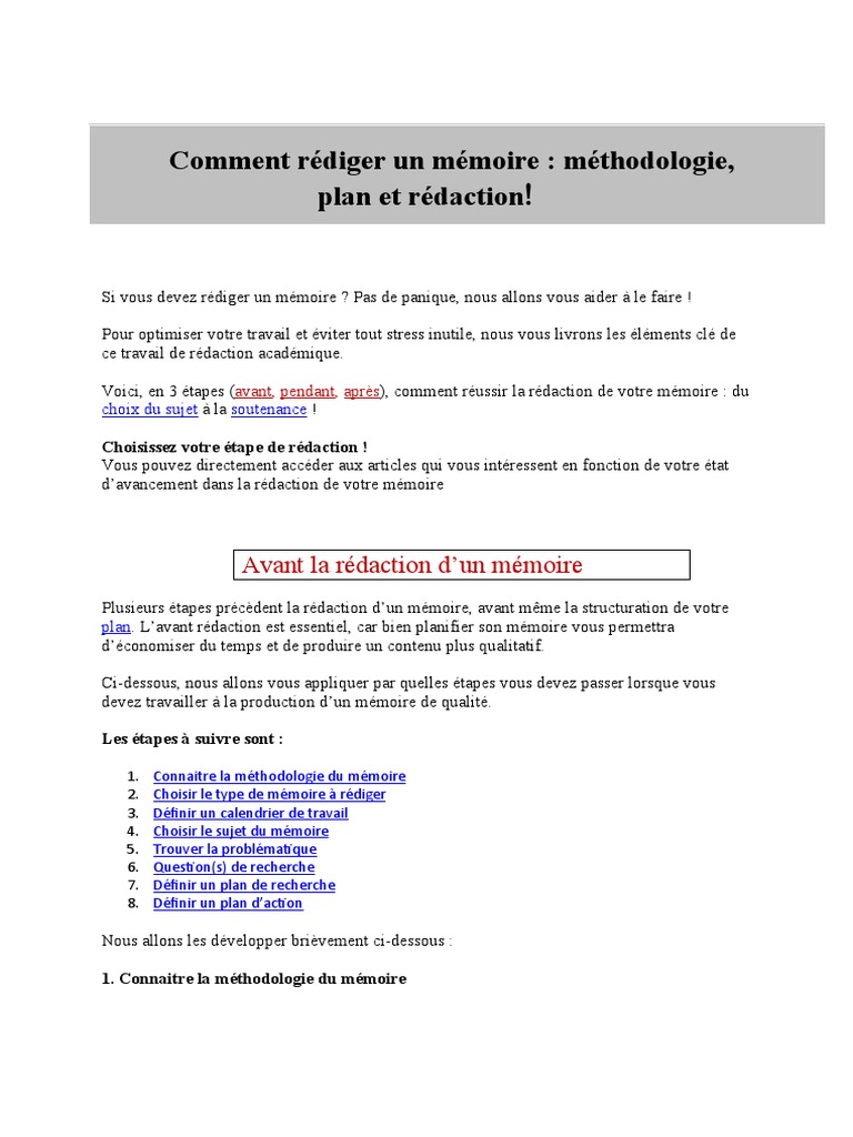 Comment Rédiger Un Mémoire20 Pdf Microsoft Word Document