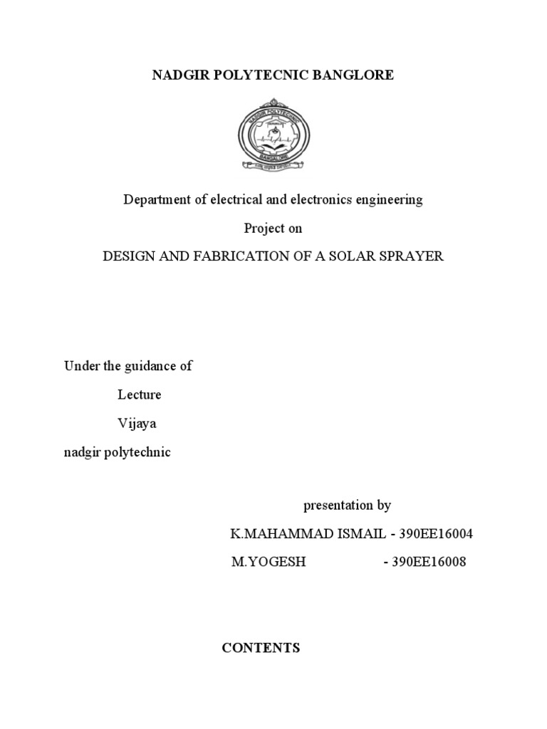 Design And Fabrication Of Pesticide Solar Sprayer Pdf Solar Panel