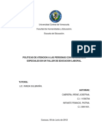 Políticas de Atención A Las Personas Con Necesidades Especiales en Un Taller de Educación Laboral TESIS