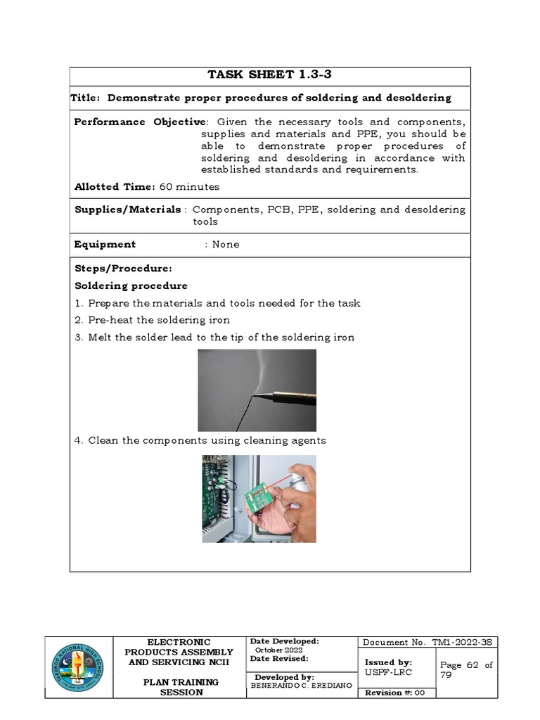 Soldering and Desoldering Procedures | PDF | Technology & Engineering