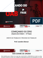 Maratona Começando Do Zero OAB 1 Fase - Direito e Processo Do Trabalho - Leandro Alencar