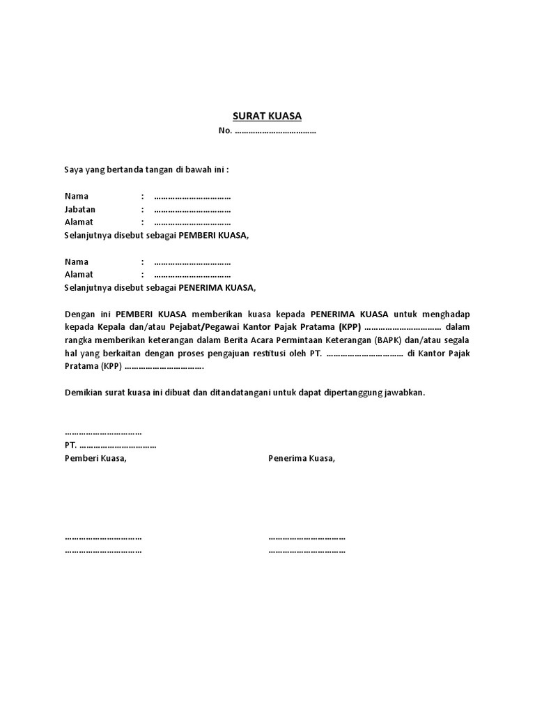 Surat Kuasa Restitusi Pln Surat Permohonan Pengembali - vrogue.co