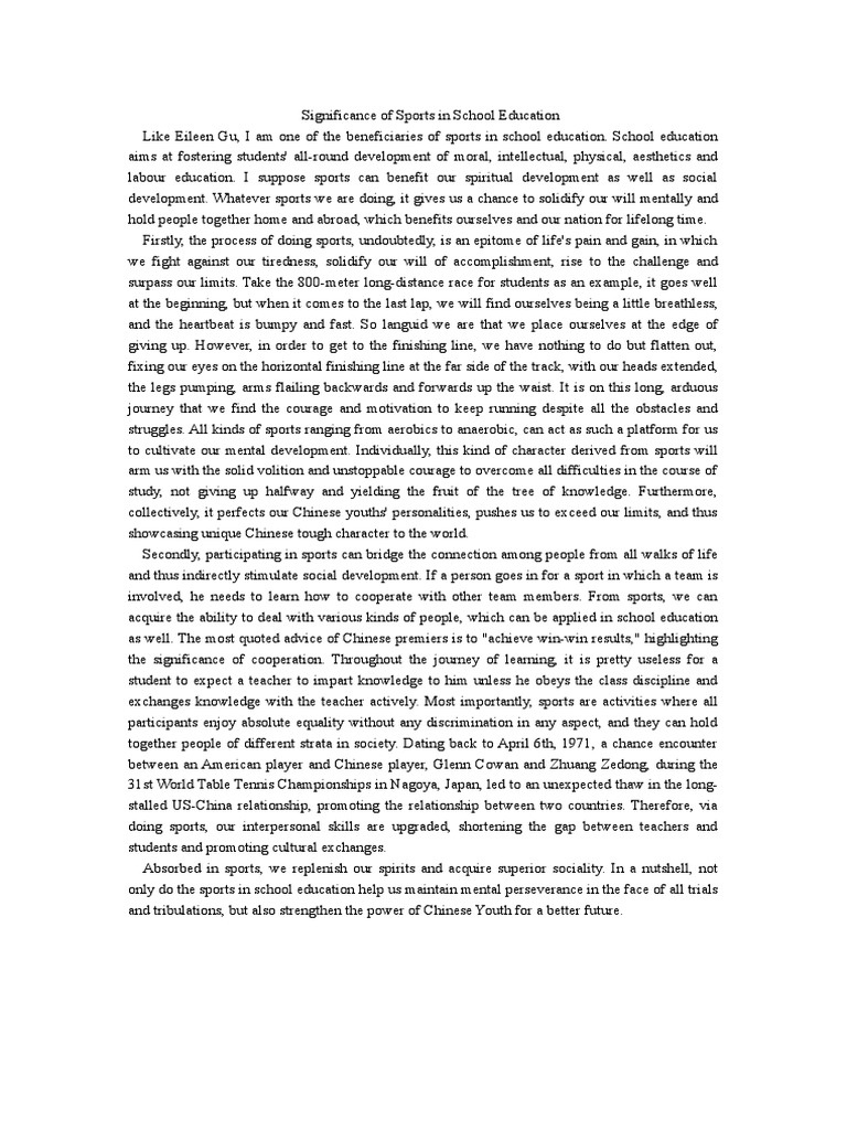 Importance of Sports in Education | PDF
