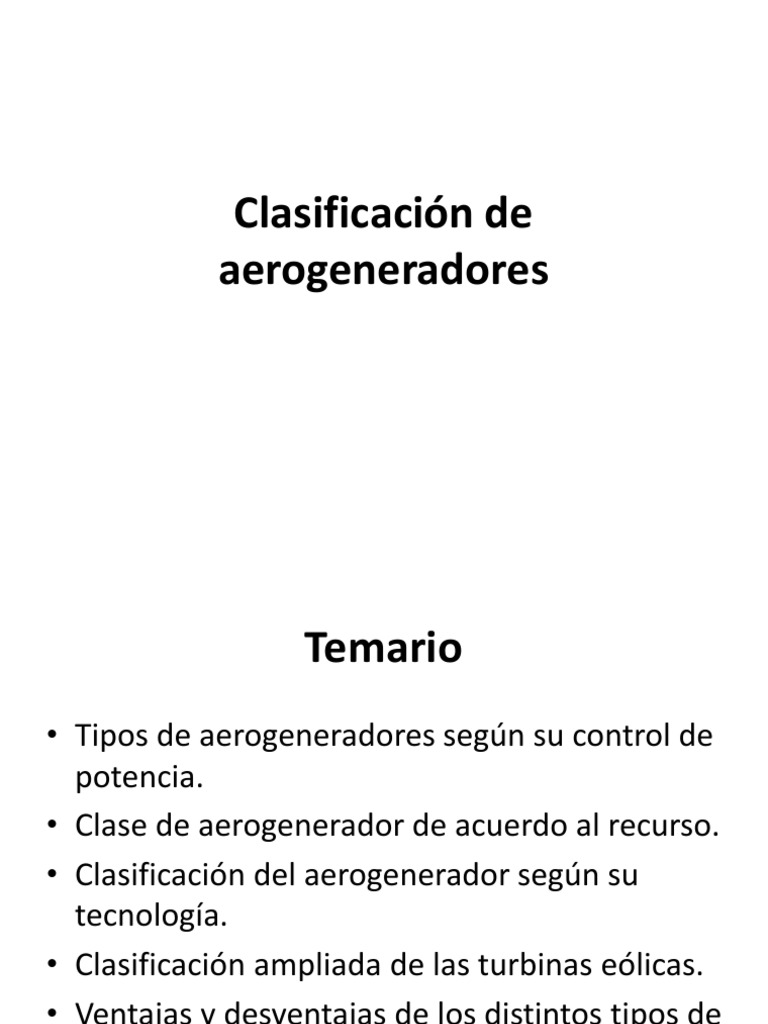Clasificación de Aerogeneradores | PDF | Generador eléctrico | Energía ...