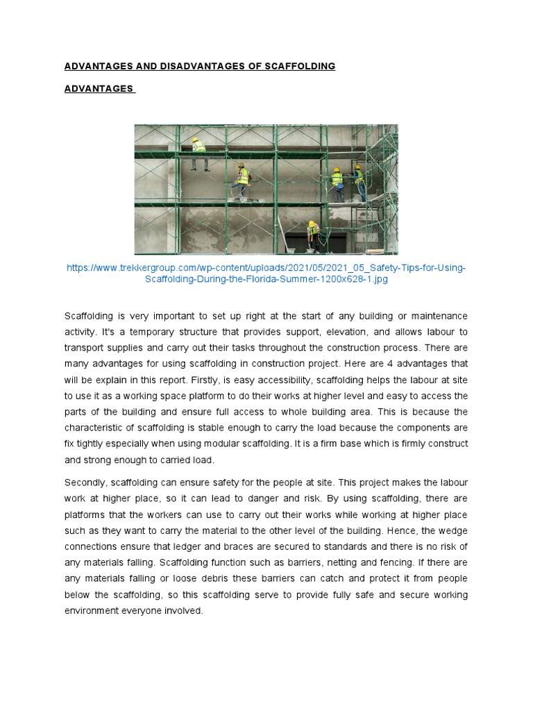 Advantages and Disadvantages of Scaffolding Rev 1 PDF Scaffolding Corrosion