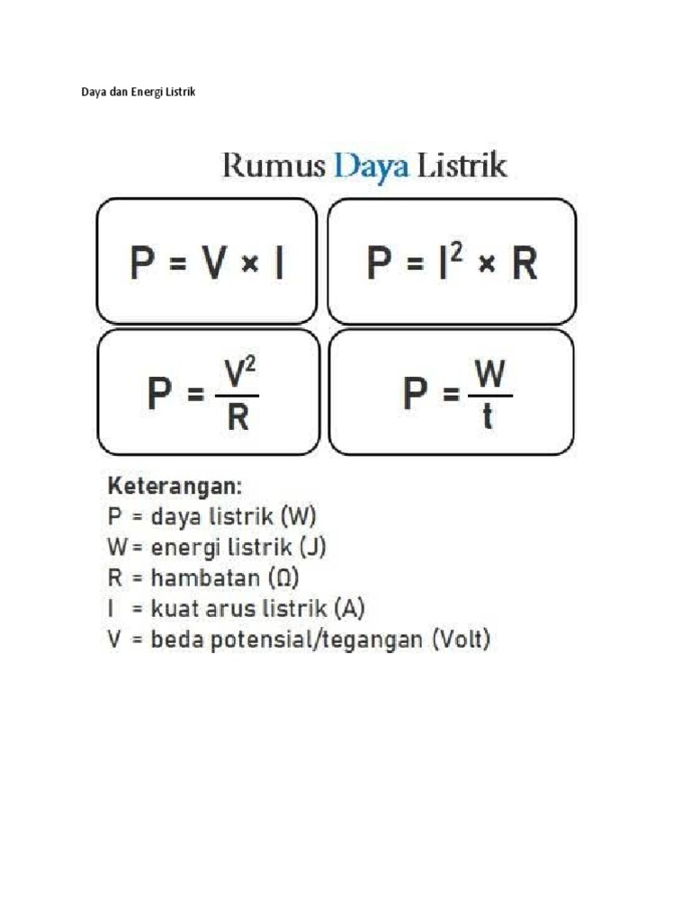 Latihan Soal Daya dan Energi Listrik Kelas 9 | PDF | Sains & Matematika