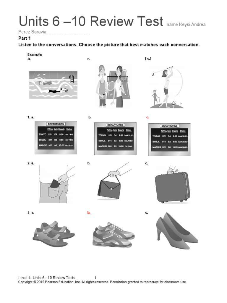 Top Notch 1 Units 610 Assessment PDF