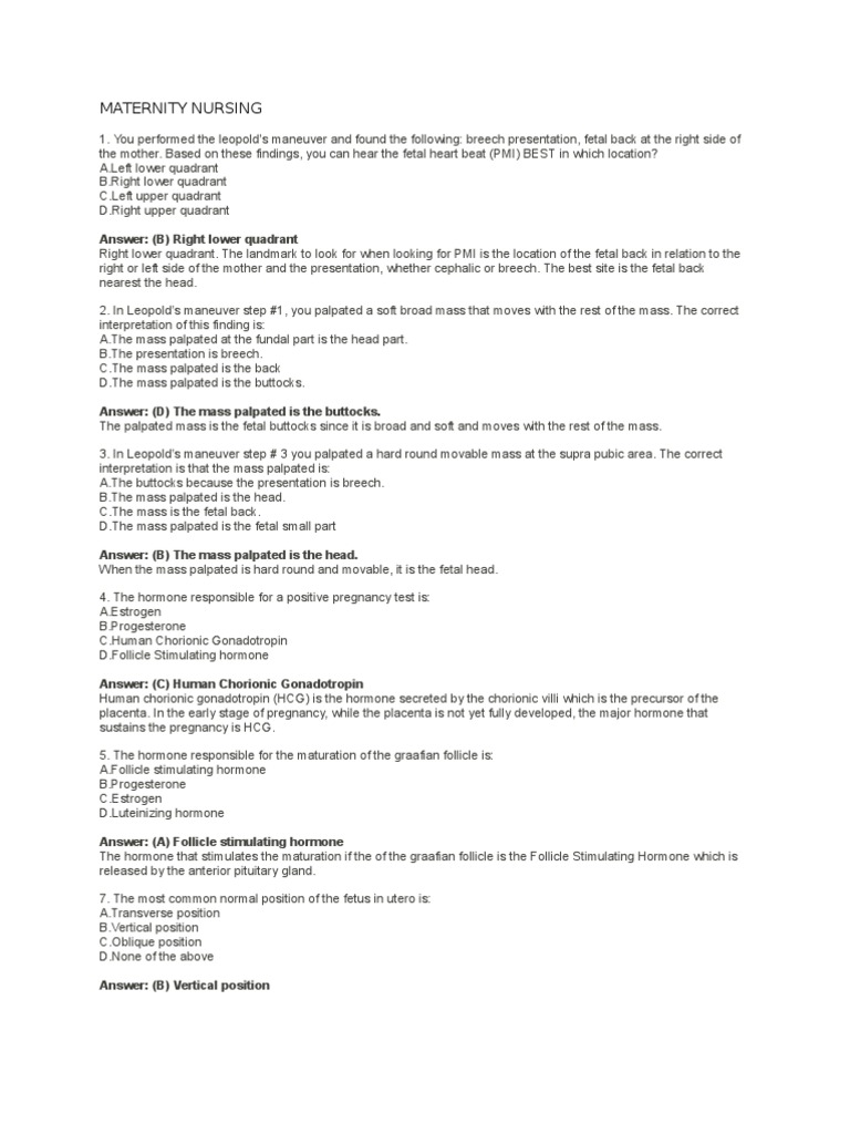 Maternity Nursing PDF Childbirth Fetus