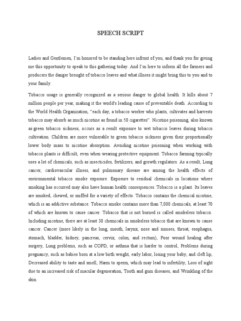 Speech Purposive Communication PDF Tobacco Nicotine