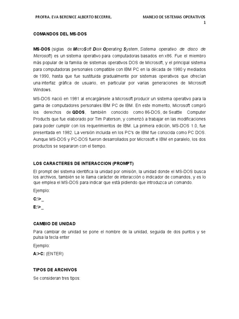 Comandos Básicos de MS-DOS | PDF | Archivo de computadora | Software