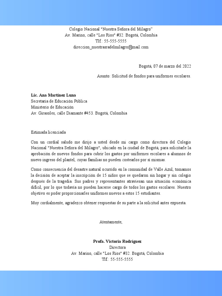 Ejemplo de Carta de Solicitud Formal | PDF