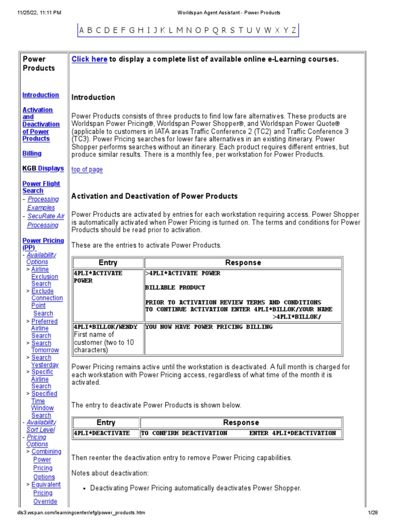 Worldspan Agent Assistant - Power Products | PDF