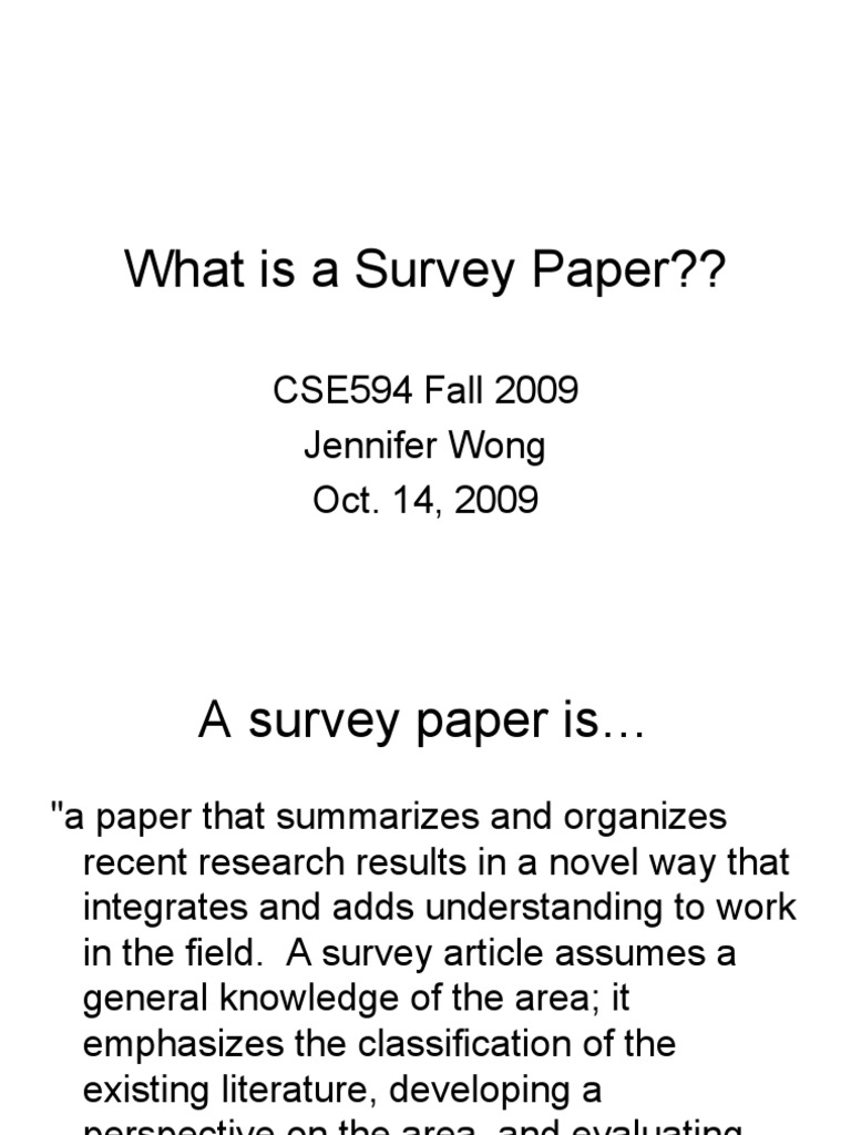 What Is A Survey Paper | PDF