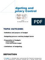 Topic 3 - Budgeting and Budgetary Control