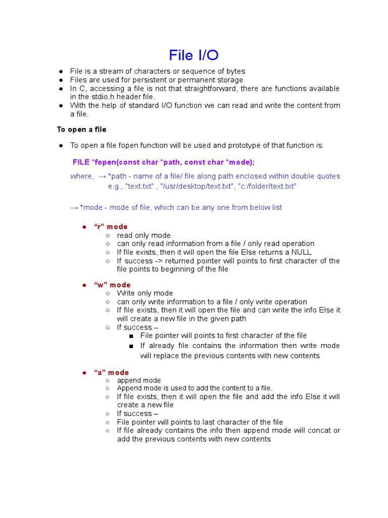 File I - o | PDF | Computer File | Pointer (Computer Programming)