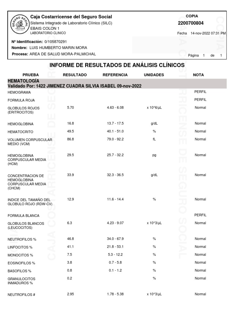Resultados de Análisis de Sangre | PDF | Transaminasa | Colesterol
