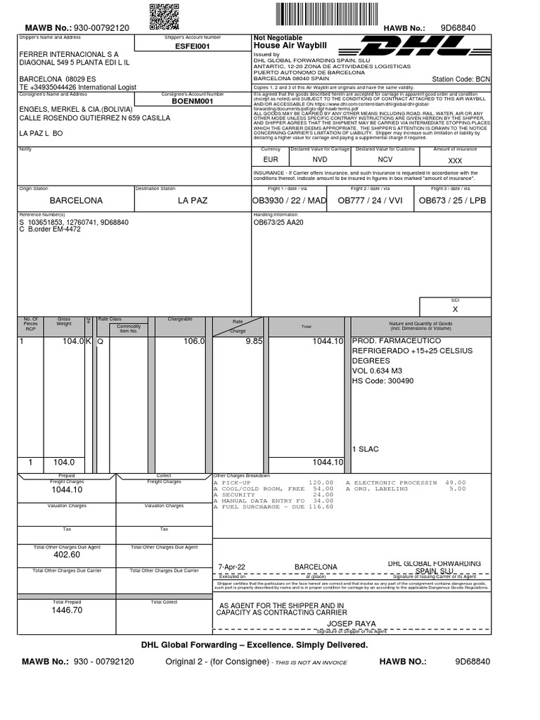 HAWB Details for Air Shipment | PDF | Common Carrier | Cargo