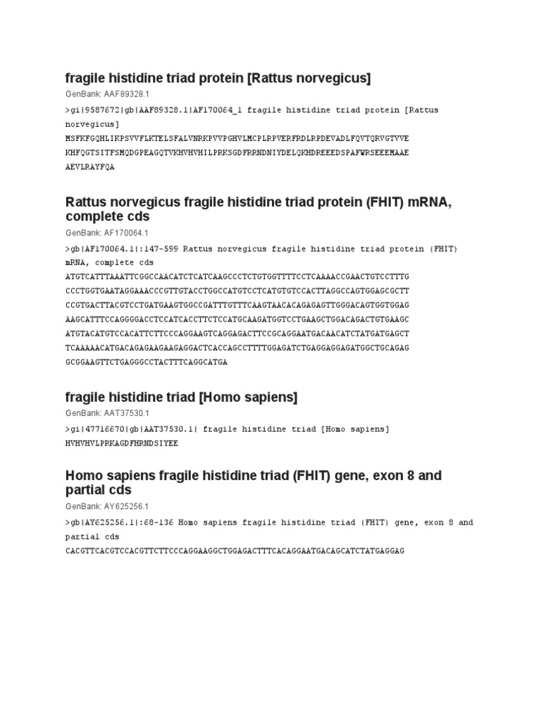Fragile Histidine Triad | PDF
