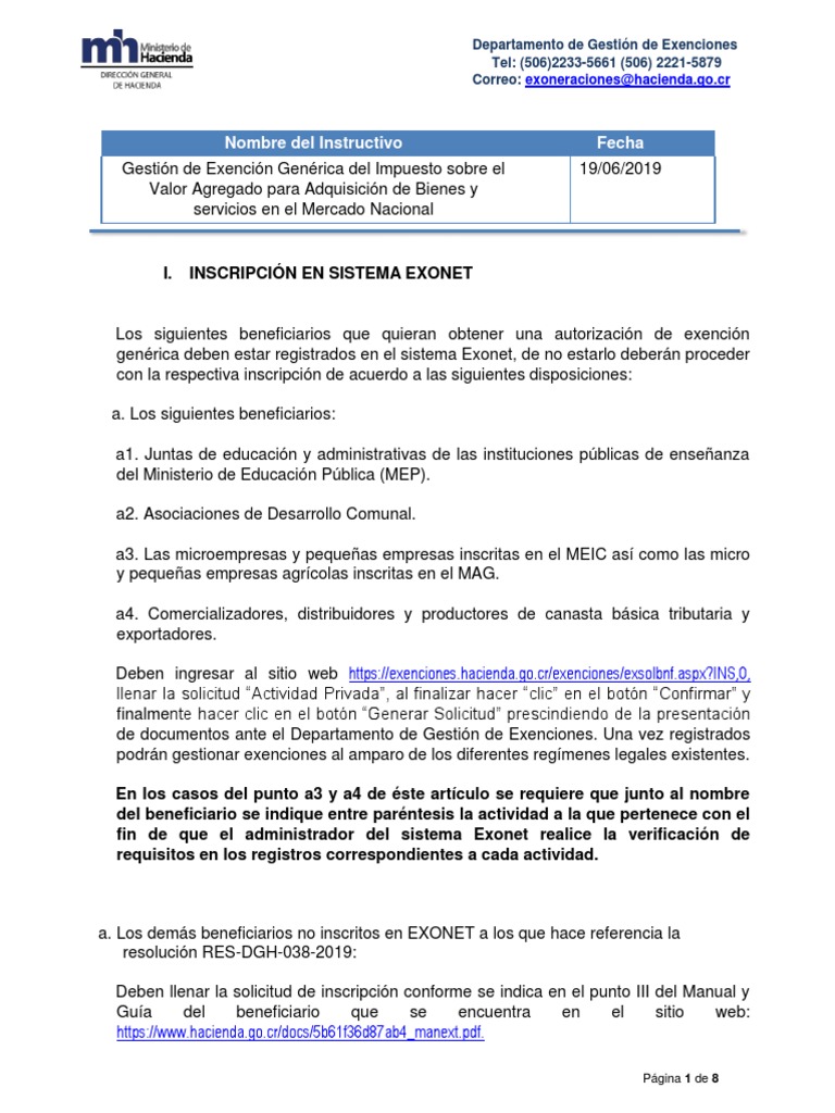 Gestión de Exenciones en Sistema Exonet | PDF | Pequeñas y medianas ...