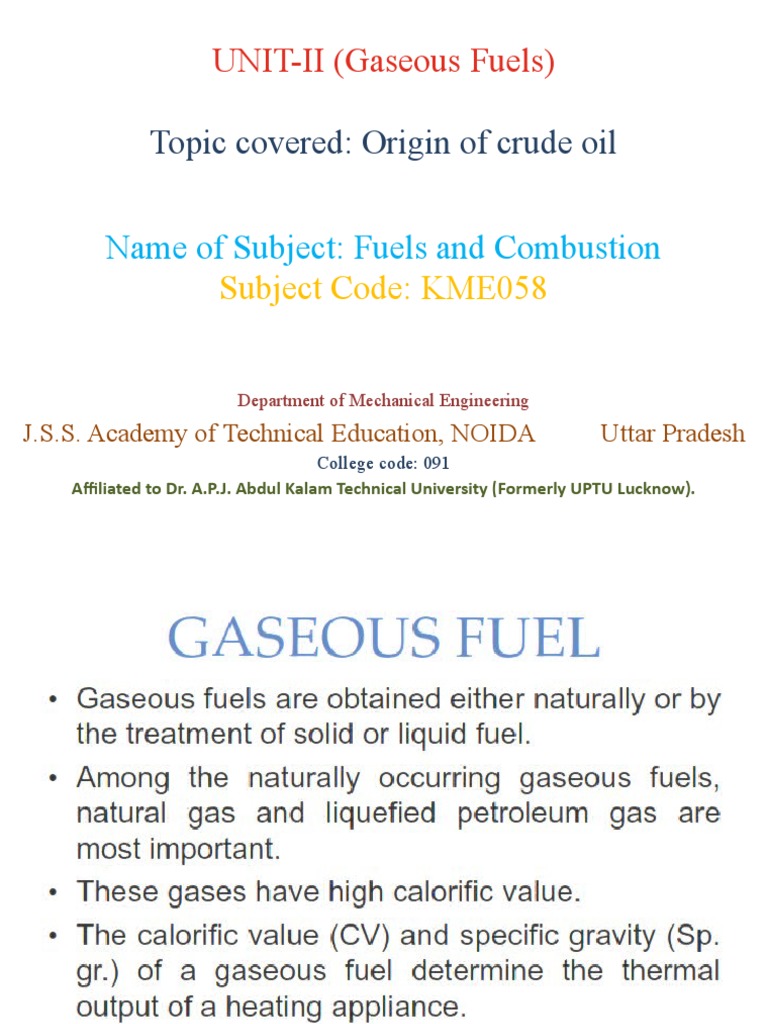 Lecture11 F&C (Gaseous Fuels) PDF Natural Gas Gasification