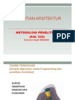 Pertemuan 10 Metodologi Penelitian Arsitektur