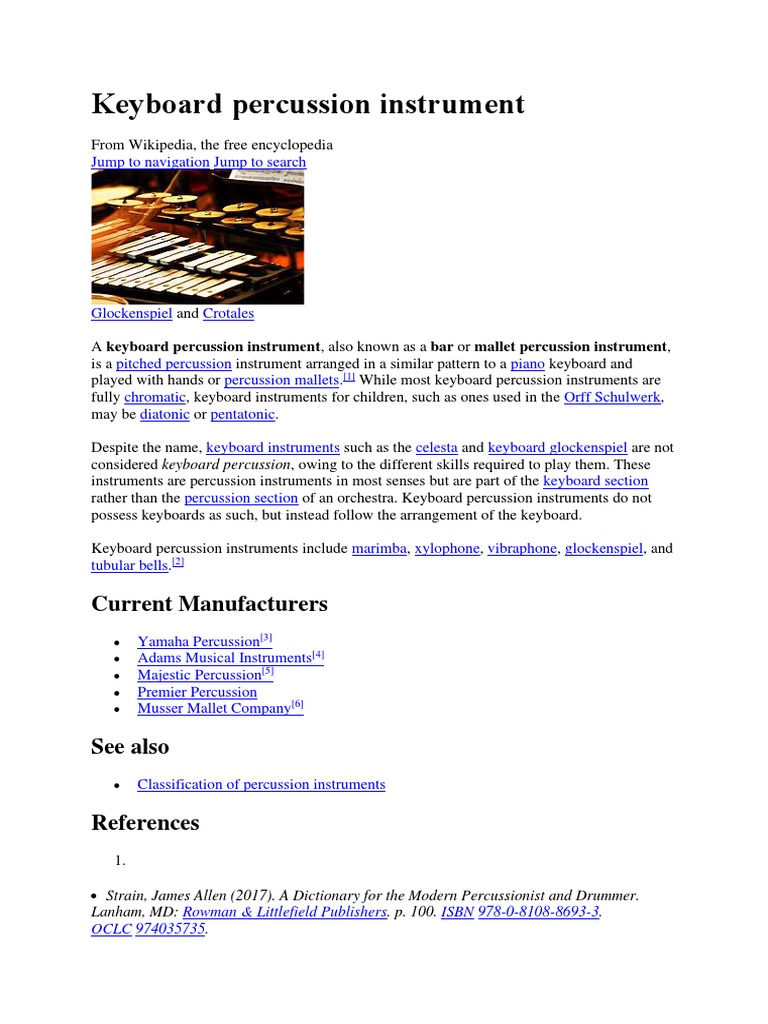 Keyboard Percussion Instrument PDF Wikipedia Music Production