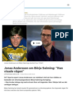 Jonas Andersson Om Börje Salming: "Han Visade Vägen" - SVT Sport