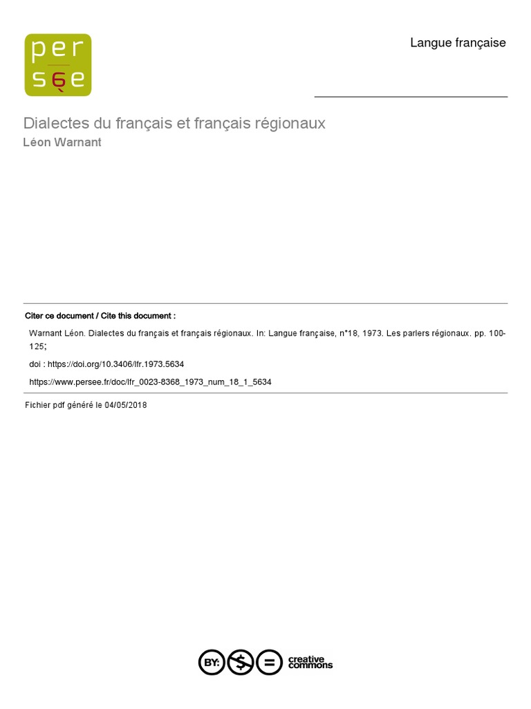 Dialectes et Français régionaux | PDF | Langue française | Dialecte