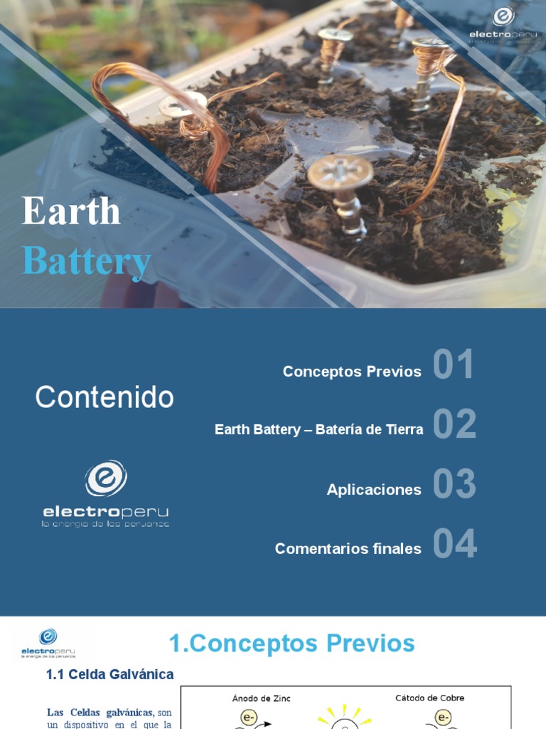 Presentación Earth Battery | PDF | Resistividad Eléctrica y ...