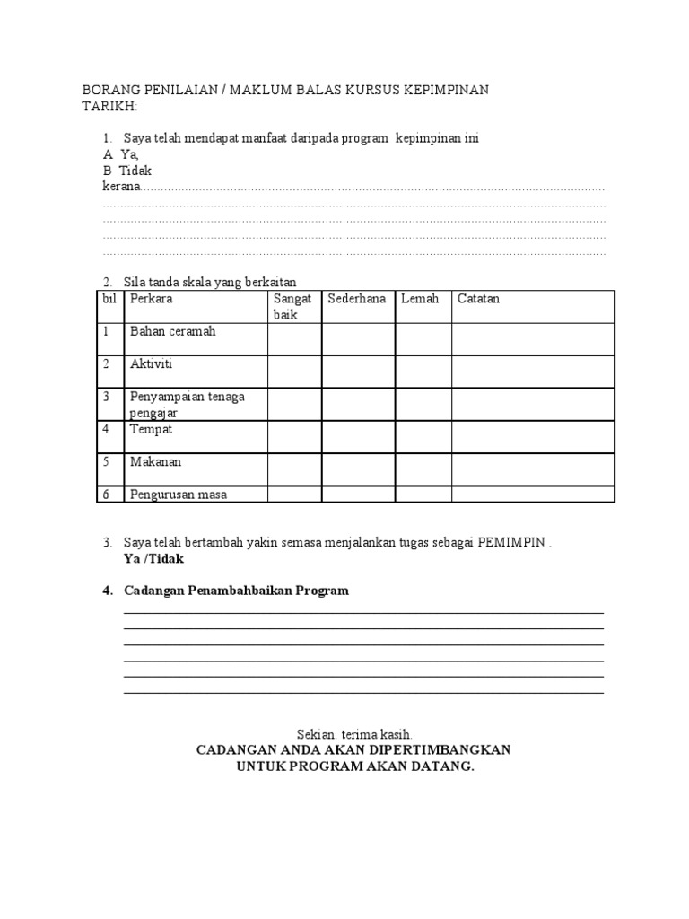 Lampiran 5 1 22 Borang Penilaian Kursusl Program