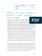 Caso Práctico: Modalidades de Escolarización, Derechos Fundamentales y Atención A La Diversidad.